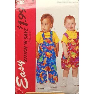 UNCUT McCalls 6268 Vintage Easy Stitch N Save Sewing Pattern for Infants Overall